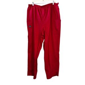Cherokee Womens 2XL Elastic Waist Cargo Scrub Pants Polyester & Cotton Blend Red